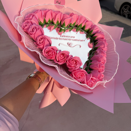 Aynalı buket (pembe ) 