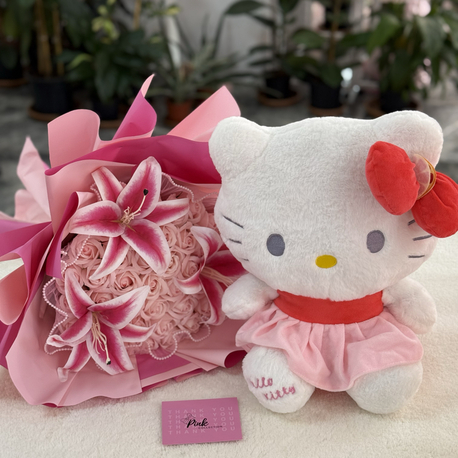 Büyük boy gül buketi Hellokitty 