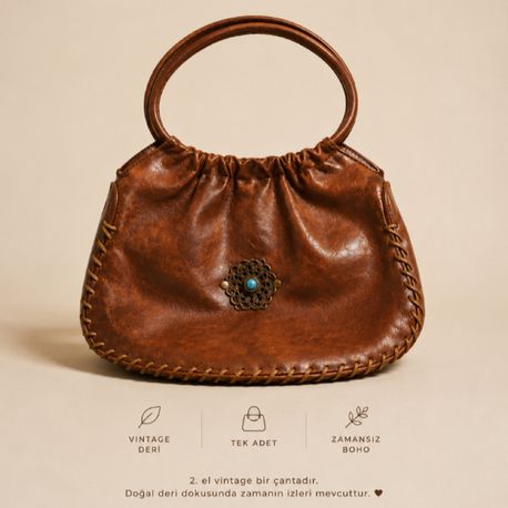 Boho Vintage Deri Çanta 