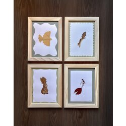 Sonbahar Yapraklarıyla Sulu Boya Kolaj 4’lü Set