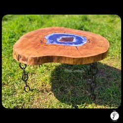 Aqua Meşe Gövdesi Orta Sehpa (Epoxy)