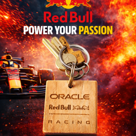 Red Bull Logolu Ahşap Anahtarlık
