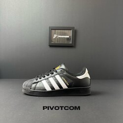 Adidas Superstar White On Black w/Gold
