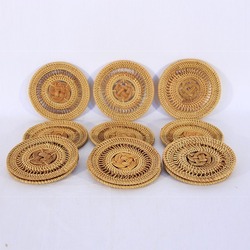 Japandi, Retro Eklektik Boho, Iskandinav Hasır Rattan Dekoratif Fincan&bardak Altlığı 12li Set