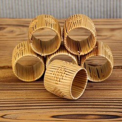  Japandi Bohem Afrikan Iskandinav Hasır Rattan 6lı Dekoratif Peçete Halkası,Peçete Yüzüğü