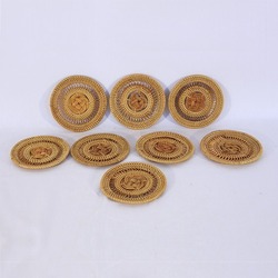 Japandi, Retro Eklektik Boho, Iskandinav Hasır Rattan Dekoratif Fincan&bardak Altlığı 8li Set