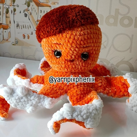 Turuncu Beyaz Yumoş Ahtapot-El yapımı, 