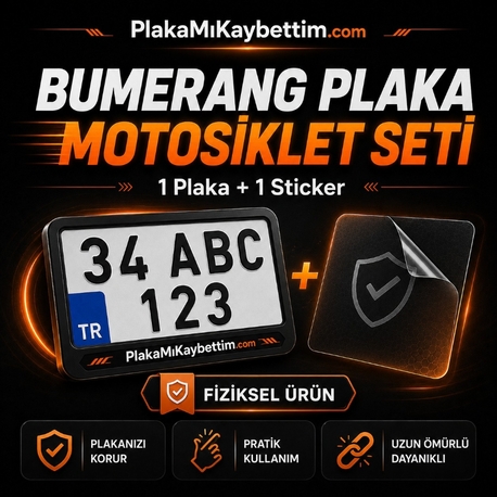 Plakamikaybettim.com | Bumerang Plaka motosiklet 1 Plaka 1 Sticker Profesyonel Koruma Sistemi