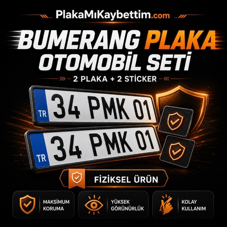 Plakamikaybettim.com | Bumerang Plaka Otomobil 2 Plaka 2 Sticker Profesyonel Koruma Sistemi