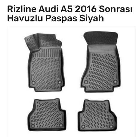 Audi A5 2016 Sonrası 3D Havuzlu Paspas