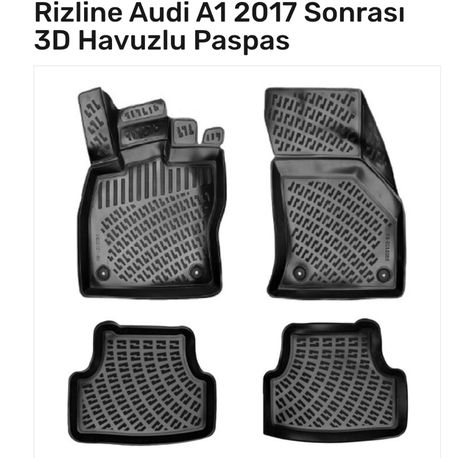 Audi A1 2017 Sonrası 3D Havuzlu Paspas 