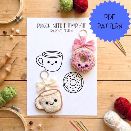 Donut Kahve Fincanı Anahtarlık Şablonu
