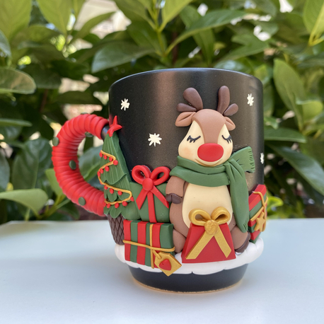 Deer kulp detaylı siyah mug