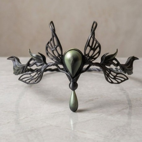 Dark Fairy Taç – Yeşil Taş Detaylı Gotik 3D Baskı Taç