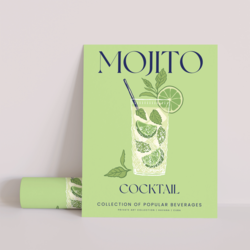 Minimalist Mojito İllüstrasyonu – Dekoratif Poster (Çerçevesiz)