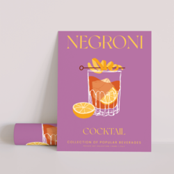 Minimalist Negroni İllüstrasyonu – Dekoratif Poster (Çerçevesiz)