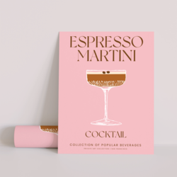 Minimalist Espresso Martini Kokteyl İllüstrasyonu – Dekoratif Poster (Çerçevesiz)