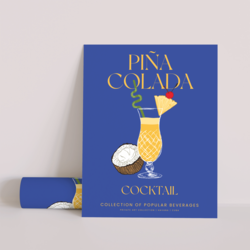 Minimalist Piña Colada İllüstrasyonu – Dekoratif Poster (Çerçevesiz)