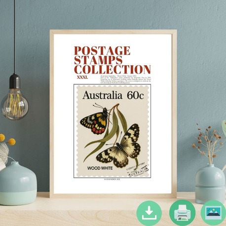 Australia 1981 Wood White Butterfly Stamp – Digital Poster (Collection No. 31)