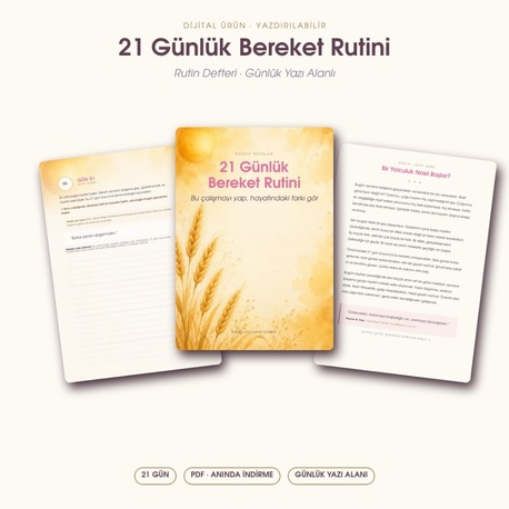 21 Günlük Bereket Rutini — Dijital Rutin Defteri (PDF, Anında İndirme)