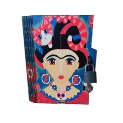 Kitap Kumbara Kilitli Ahşap Kutu Frida