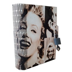 Kitap Kumbara Kilitli Ahşap Kutu Marilyn