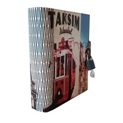 Kitap Kumbara Kilitli Ahşap Kutu Taksim