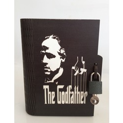 Kitap Kumbara Kilitli Ahşap Kutu God Father