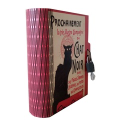 Kitap Kumbara Kilitli Ahşap Kutu Chat Noir