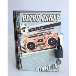 Kitap Kumbara Kilitli Ahşap Kutu Retro Party