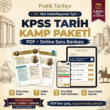 KPSS Tarih Kampı | PRO PAKET | 2.800+ Soru + Zayıf Alan Analizi + Hoca Desteği