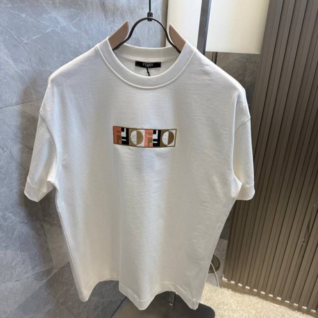 Fendi Logo Baskılı Unisex Beyaz Tişört