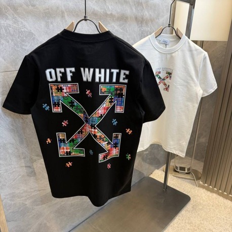 Off-White Logo Baskılı Unisex Tişört (Siyah / Beyaz)