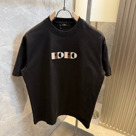 Fendi Logo Baskılı Unisex Siyah Tişört