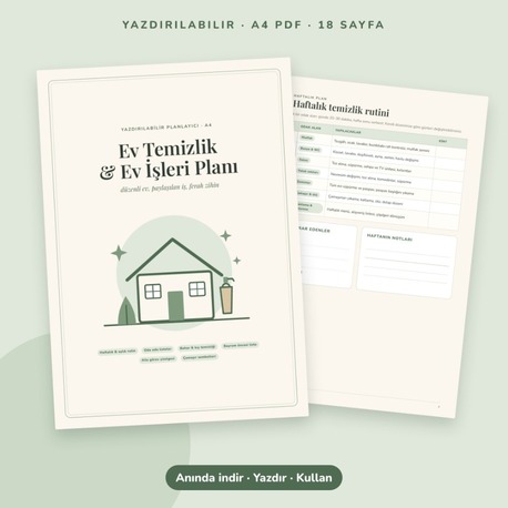 Ev Temizlik Planı Yazdırılabilir PDF | Haftalık Rutin, Bayram Temizliği