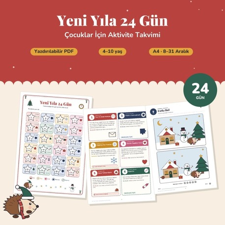 Yeni Yıla 24 Gün – Çocuklar İçin Aktivite Takvimi (Yazdırılabilir)