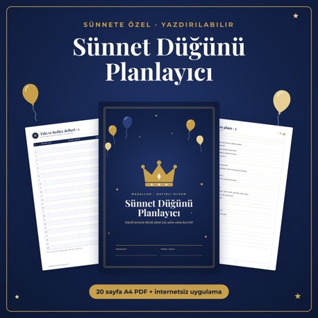 Sünnet Düğünü Planlayıcı - Yazdırılabilir PDF + Davetli, Bütçe, Takı Takibi
