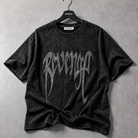 Revenge - Taş Baskılı Yıkamalı T-Shirt