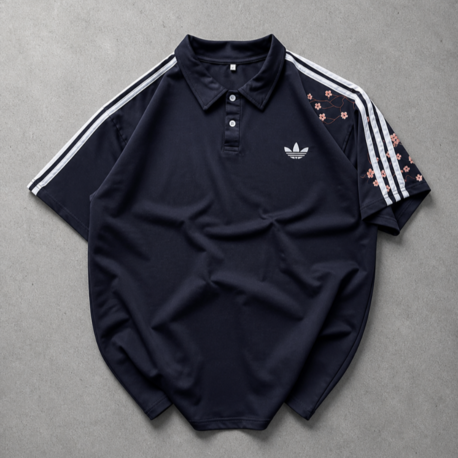 ADS - Çiçek Nakışlı Oversize T-Shirt Lacivert