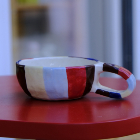 Stoneware çizgili mug