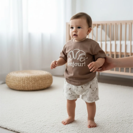 %100 Pamuk Bonjour Erkek Bebek Takım 