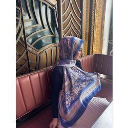 Versace Vual İpek Şal Mavi