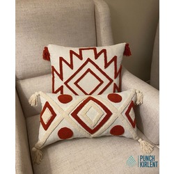Punch Kırlent Kiremit 2'li Set Püsküllü 40x40cm - 30x50cm