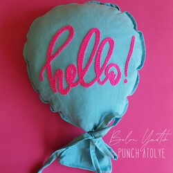 Punch isleme HELLO balon yastık 