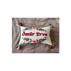Bebek Dekoratif Kırlent/isimli Bebek Takı Yastığı /bebek Dekoratif Yastık Kılıfı/ Punch Nakışlı