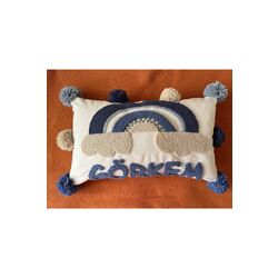 İsimli Bebek Takı Yastığı Dekoratif Yastık Kılıfı Punch Nakışlı İçi Dolgusuz-30x50