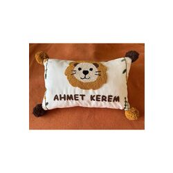 İsimli Bebek Takı Yastığı Dekoratif Yastık Kılıfı Punch Nakışlı İçi Dolgusuz-30x50