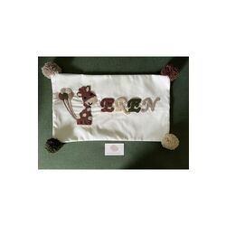 İsimli Bebek Takı Yastığı Dekoratif Yastık Kılıfı Punch Nakışlı İçi Dolgusuz-30x50