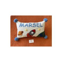 İsimli Bebek Takı Yastığı Dekoratif Yastık Kılıfı Punch Nakışlı İçi Dolgusuz-30x50
