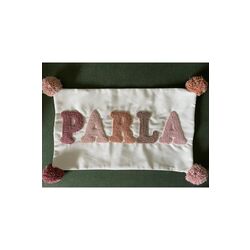 İsimli Bebek Takı Yastığı Dekoratif Yastık Kılıfı Punch Nakışlı İçi Dolgusuz-30x50